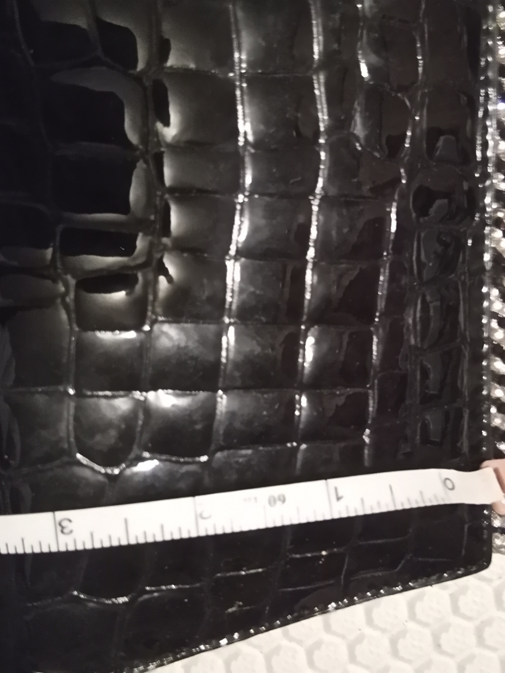 Isabella Adams New York Black Patent Croc-Embossed Evening Clutch - Picture 4 of 7